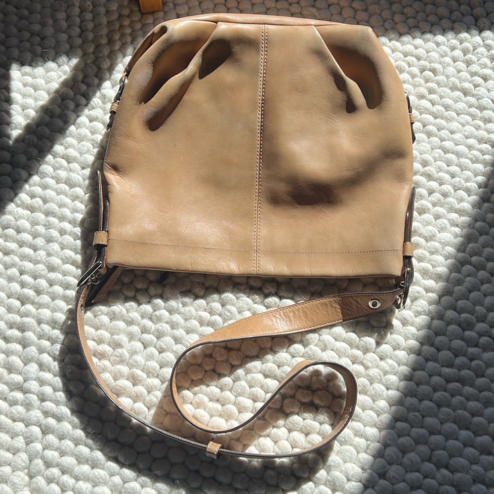 COACH Hobo Bag Tan Camel Leather Buckles Straps Vintage - Picture 2 of 14